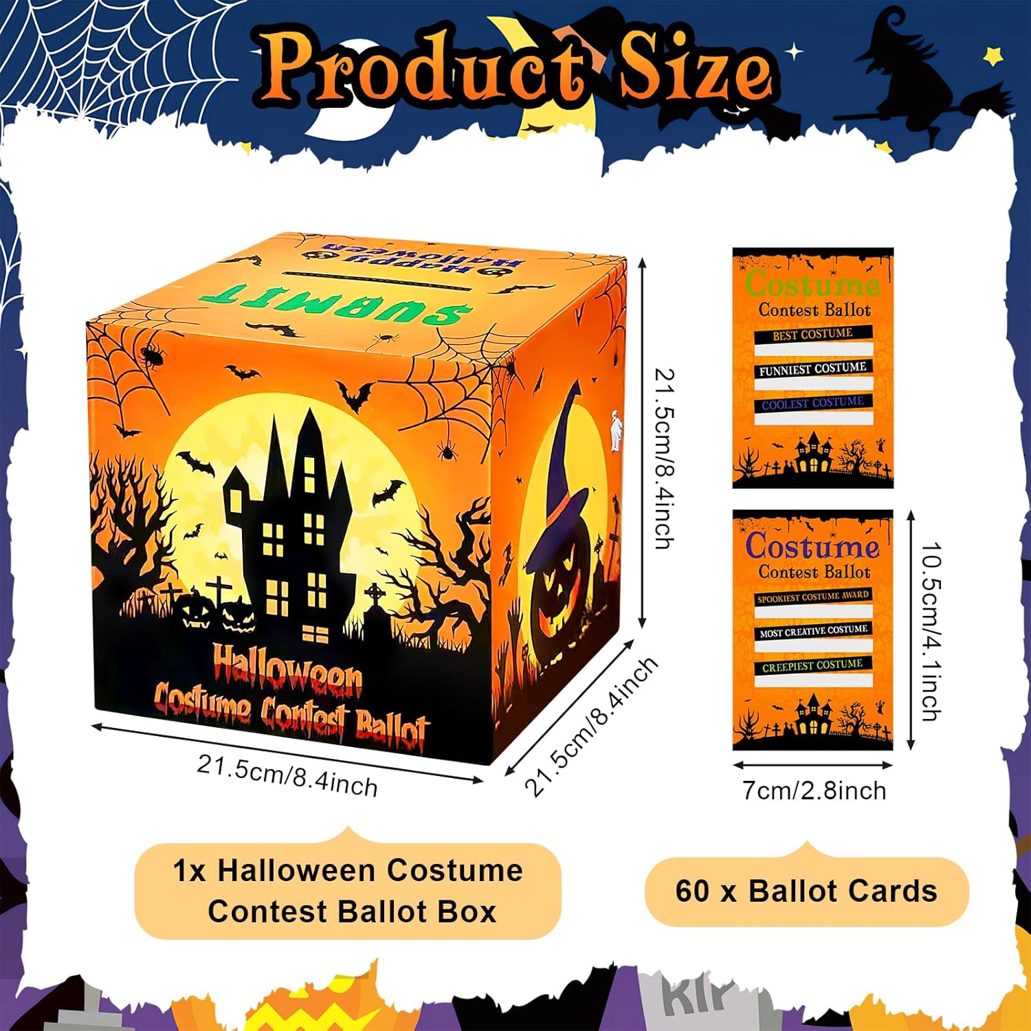 Halloween Costume Contest Party Bundle With 1 Ballot Box And 82 Voting Cards For Kids Adults