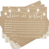 Advice And Wishes For The Mr And Mrs – Wedding Advice Cards For Bridal Shower, Games And Favors For Guests, Kraft Rustic Decor, 50 Cards