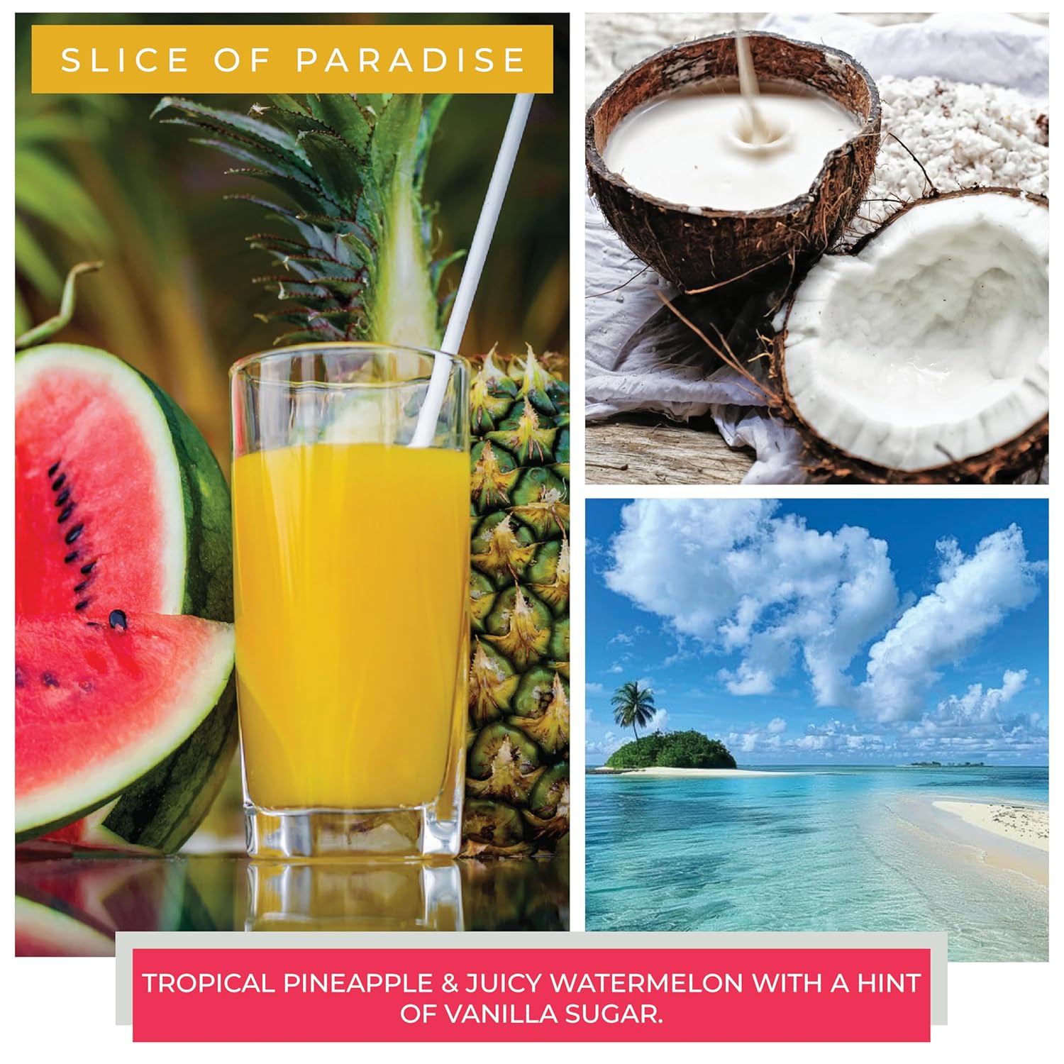 A Cheerful Giver - Slice Of Paradise Scented Glass Jar Candle (24 oz) with Lid & True to Life Fragrance Made in USA