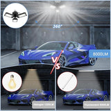 2 Pack LED Garage Lights 80W 8000LM 6500K Deformable Panel Ceiling Lights for Garage Shop Basement