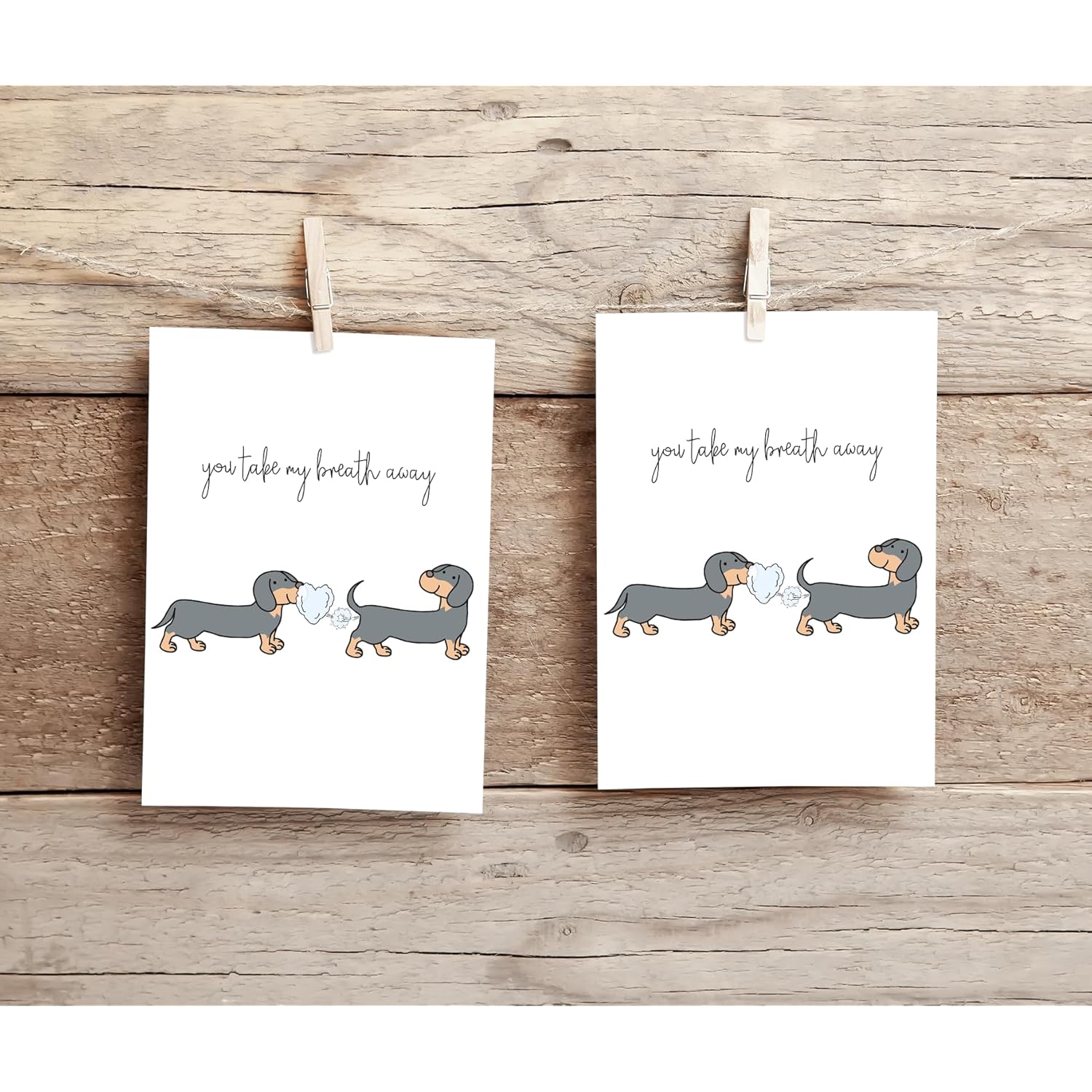 Dachshund Couple Valentine'S Day, Anniversary Greeting Card - 5X7 Inches Modern Cartoon Style