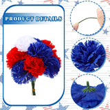 180 Pcs Red Blue White Carnations Artificial Memorial Flowers With 6" Stem Patriotic Fake Silk Carnation Bulk For Cemetery Veterans Day 4Th Of July Decoration Wreaths Diy Crafts