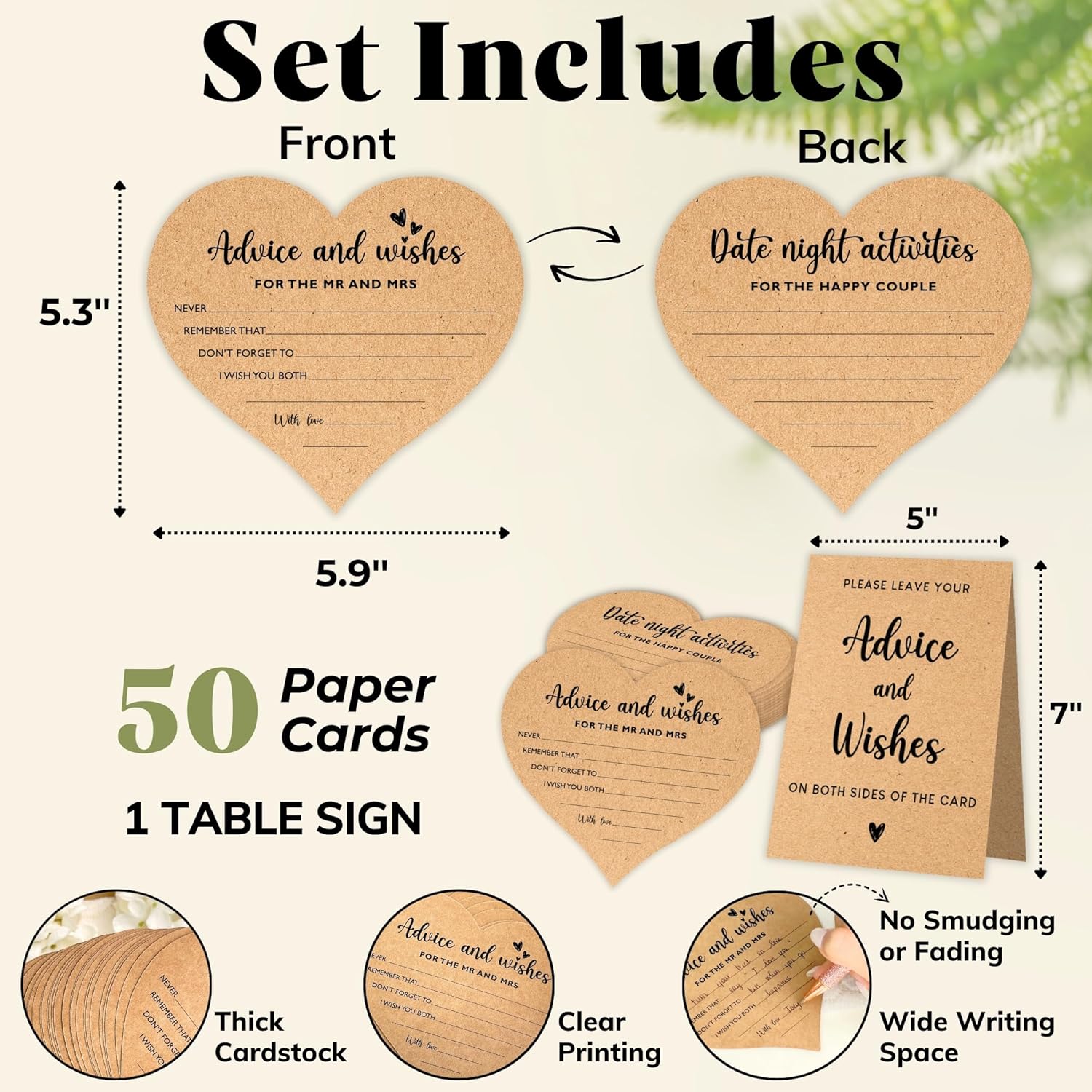Advice And Wishes For The Mr And Mrs - Wedding Advice Cards For Bridal Shower Games, Advice For The Groom And Bride, Wishes For Bride Wedding Shower Decoration, Date Night Well Wishes Card