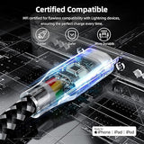 3 Pack Apple MFi Certified Lightning Charging Cable 10FT Nylon Braided Fast Charger for iPhone 14 13 12 11 iPad