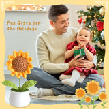 Crochet Flowers Artifical Sunflower For Office Desk Car Dashboard Decor Motivational Gifts For Women Handmade Knitted Flowers Birthday Christmas Party Home Decoration (Sunflower)