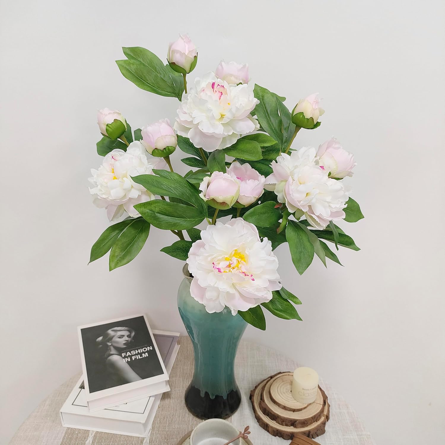 Peony Artificial Flowers,4 Pcs Fake Faux Peonies Flowers Look Real,Silk Peonies With Stems For Home Decor,Light Pink Peonies Artificial Flowers For Floral Arrangements (4, Light Pink)