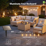 54FT Solar String Lights Waterproof with USB Charging Remote Dimmable Patio Lights