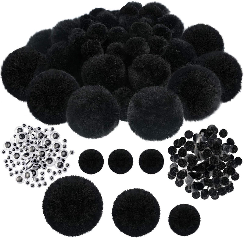 60 Pieces Christmas Crafts Pom Poms Black Fuzzy Pom Arts And Crafts Making Bal