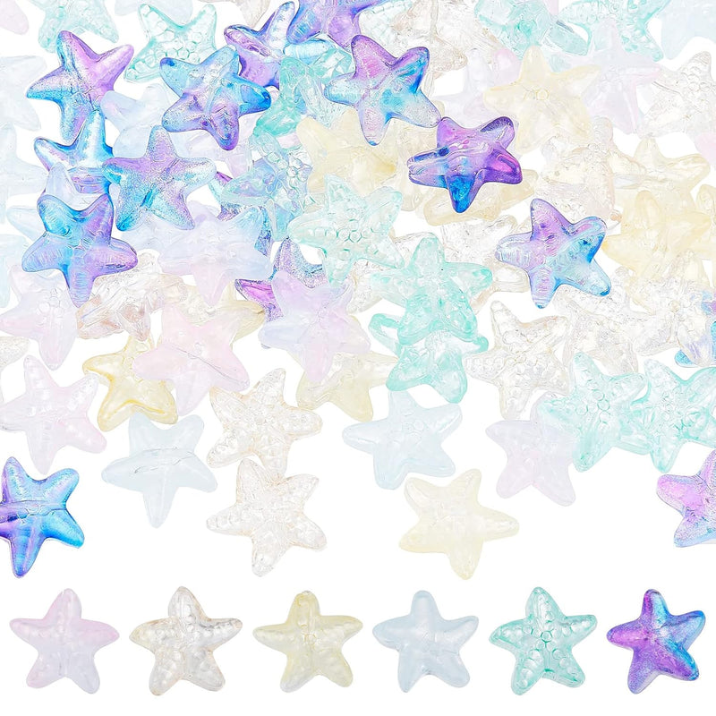 1 Box 120Pcs Starfish Beads Starfish Bead Glass Star Sea Ocean Animal