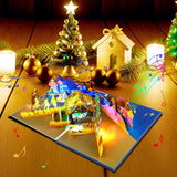 3D Pop Up Nativity Christmas Card With Music And Led Lights - Musical Religious Christmas Greeting Card With Envelope - Nativity Scene Card For Family, Church, Christians