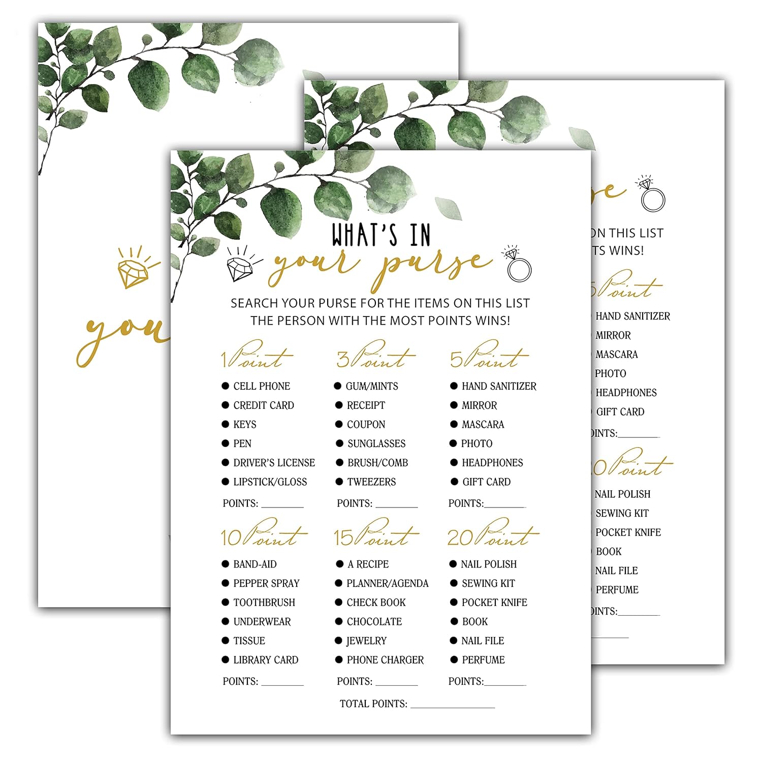 Bridal Shower Games - Greenery Engagement Party Game Cards For Wedding, Bachelorette Party - Bridal Shower Decorations, 30 Cards(011)
