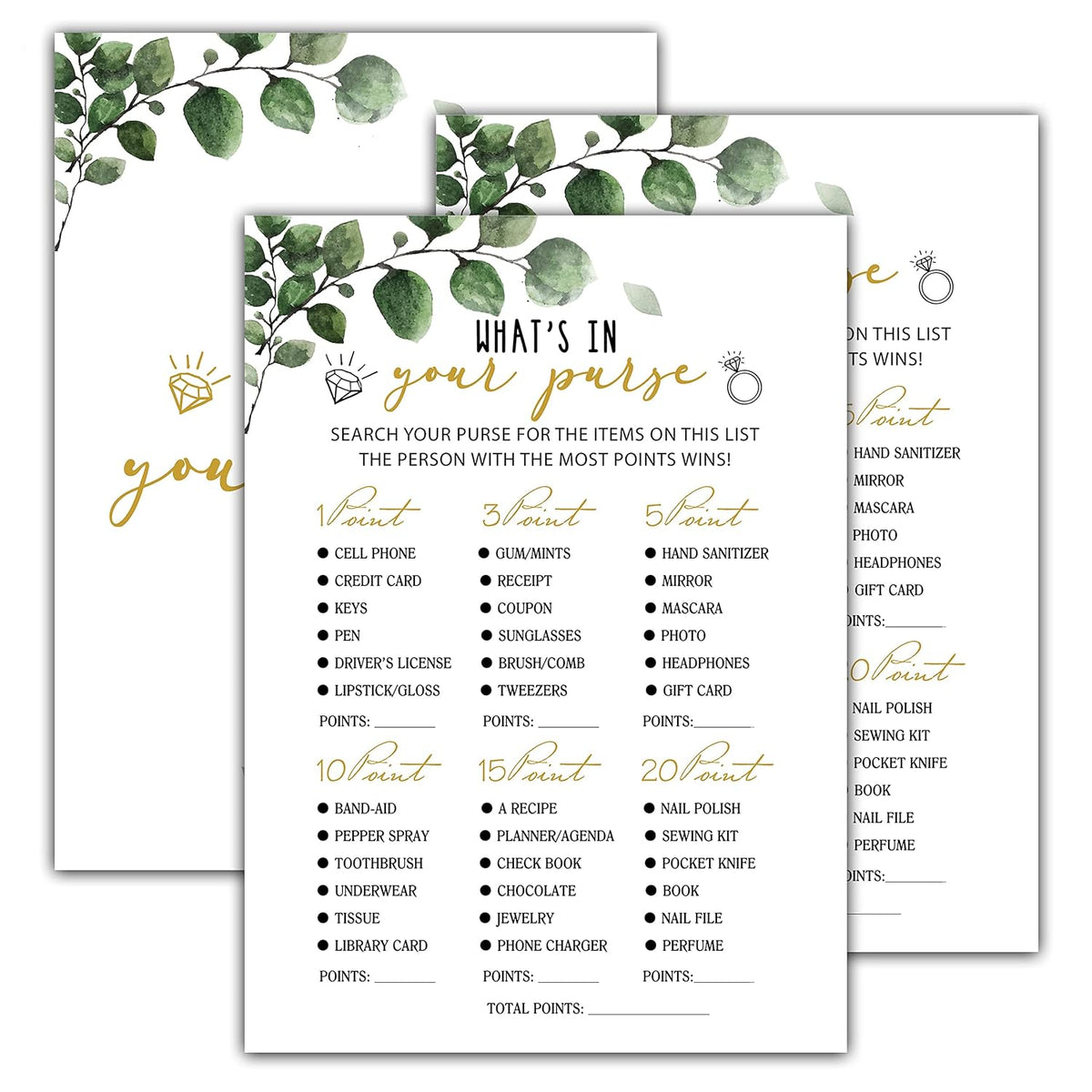 Bridal Shower Games - Greenery Engagement Party Game Cards For Wedding, Bachelorette Party - Bridal Shower Decorations, 30 Cards(011)