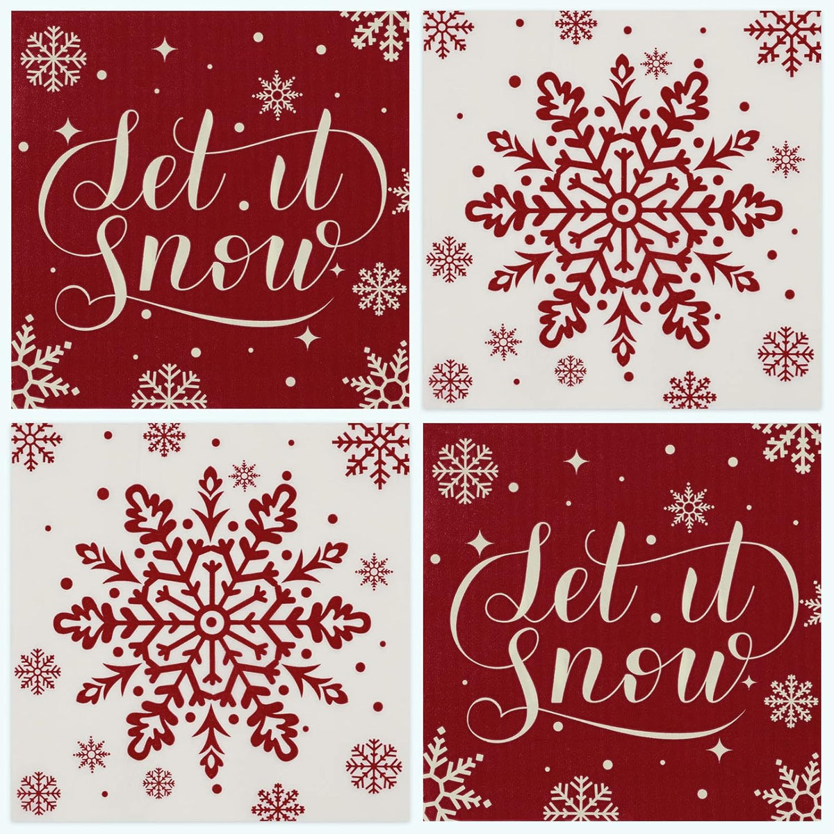 80 Pack Winter Napkins 6.5 X 6.5 Inch Christmas Red White Snowflake Disposable Napkins Winter Dinner Napkins Holiday Paper Napkins For Xmas Winter Birthday Party Decoration, 2 Design