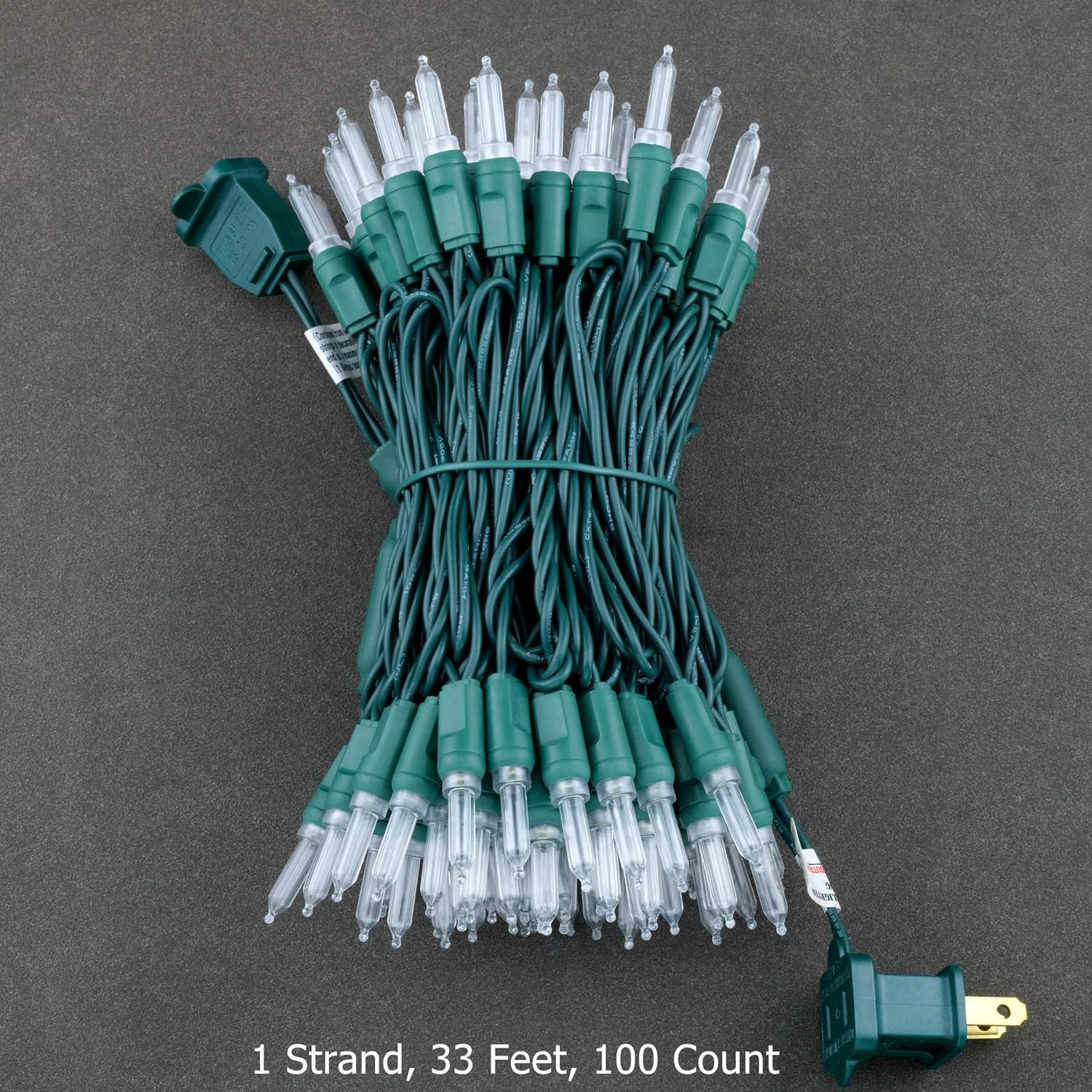 100 Warm White One-Piece T5 Led Christmas Lights, 33 Ft High Waterproof Ul Certified Green Wire String Lights (Warm Whit