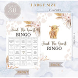 Boho Cow Find The Guest Bingo Game, Baby Shower Game, Pack Of 30 Game Cards, Gender Neutral Boy Or Girl, Fun Baby Game And Activity - Fa25