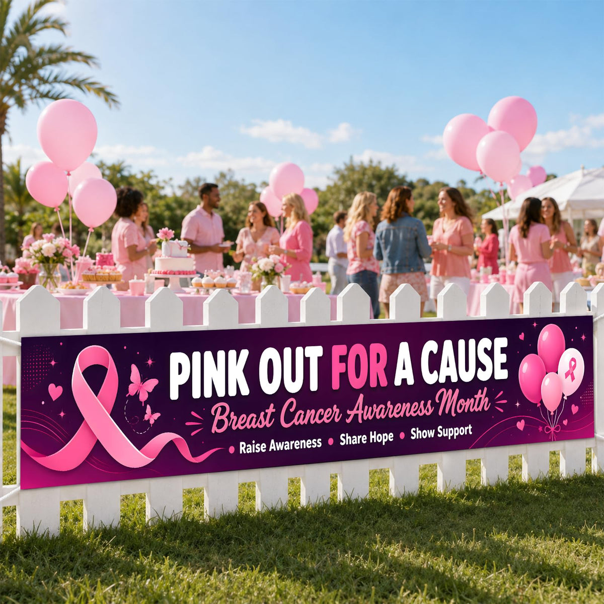Breast Cancer Awareness Month Banner for Outdoor Yard Sign Decor