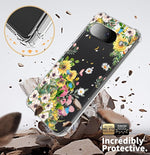 Pixel 9 Case, Marble, Shockproof, Soft TPU, Camera Protector, Stylish, Flowers