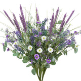 19.6" Fake Lavender Flowers Artificial Purple 5Pcs Faux Florals Plastic Flowers With Daisies Bulk Bush Spring Summer For Garden Porch Table Centerpieces Home Kitchen Wedding Decorations