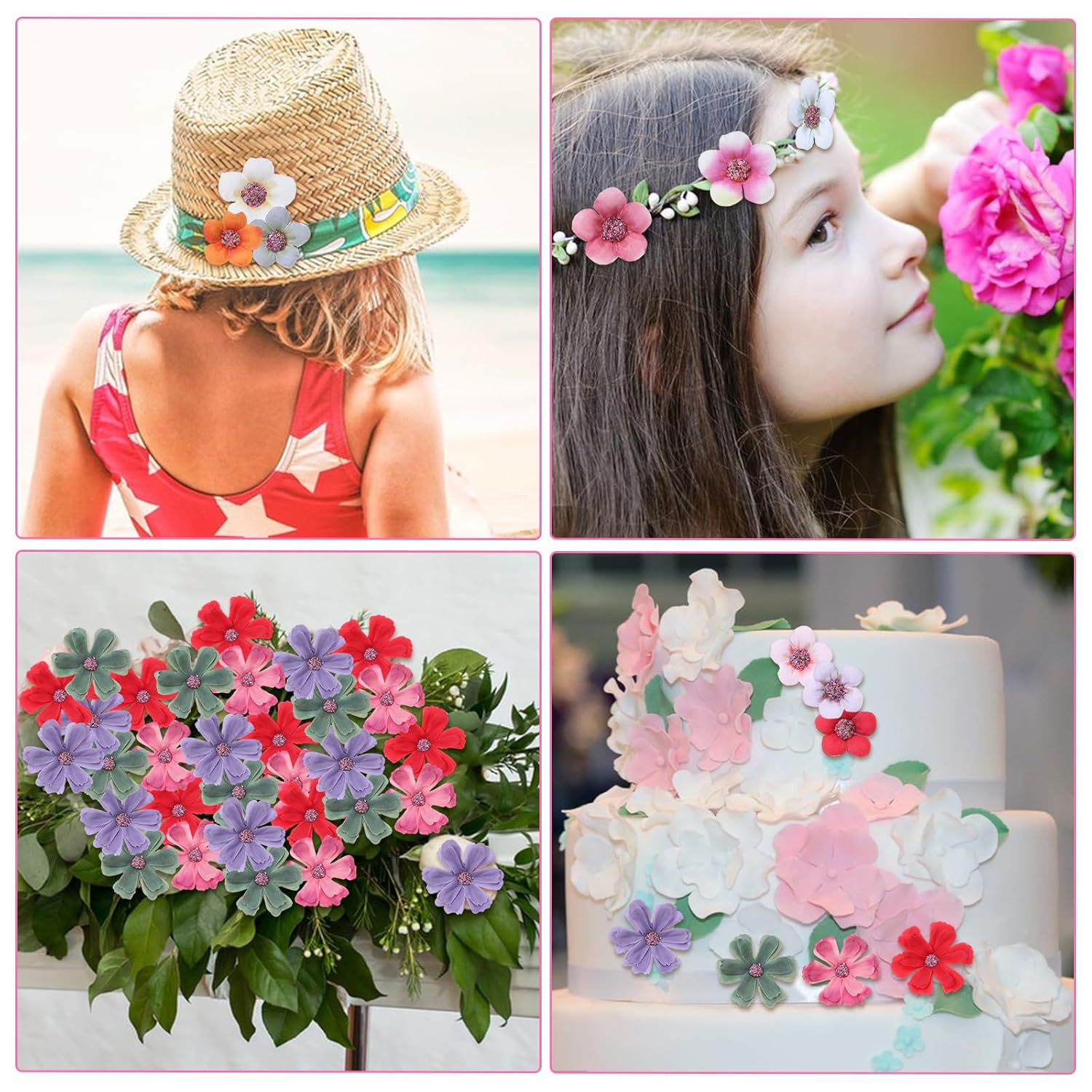 150Pcs Mini Faux Flower For Crafts, Small Fabric Flowers Fake Wildflowers Garland Tiny Peony Daisy Rose Heads For Diy Crafts Wedding Home Decor