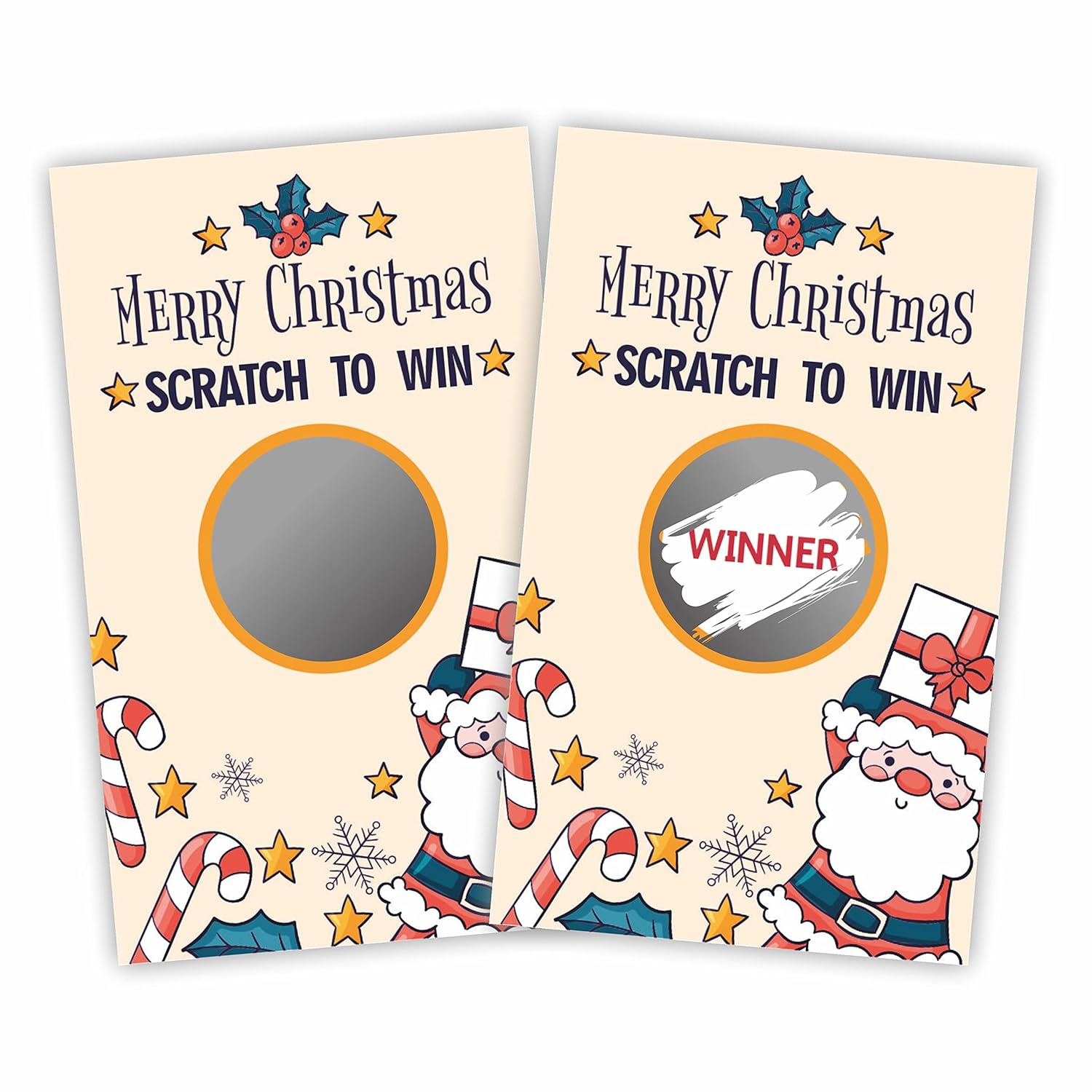 Christmas Scratch Off Game Cards, Christmas Party Game Cards, Festive Holiday Raffle Ticket For Prizes Adults Groups, Christmas Countdown Activities - 40 Pack(Ggk-003)