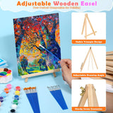 10Pack 8X10 Inch Canvas And Easel Set, Art Canvas Boards Bulk With Easel Stand, Mini Acrylic Paint & Brushes Set, Paint Trays, Sip And Paint Kit For Adults Couples Day Night Paint Party
