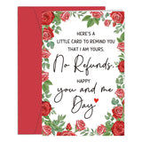 Funny Anniversary Card For Him Her, Humorous Valentines Day Cards For Husband Wife Boyfriend Girlfriend, I Am Yours No Refunds Card