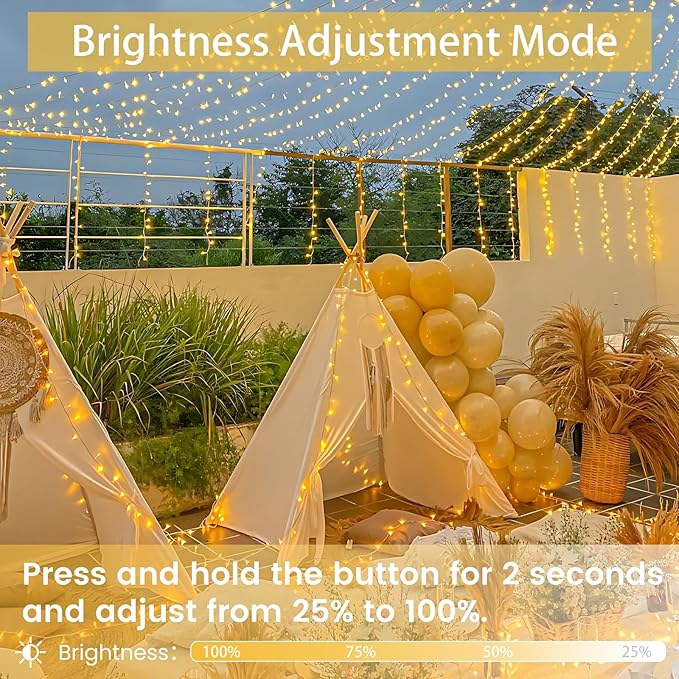 66FT 200 LED Connectable String Lights Warm White Plug In Fairy Lights with Timer 13 Lighting Modes Waterproof Clear Wire for Indoor Outdoor Christmas Tree Bedroom Decor