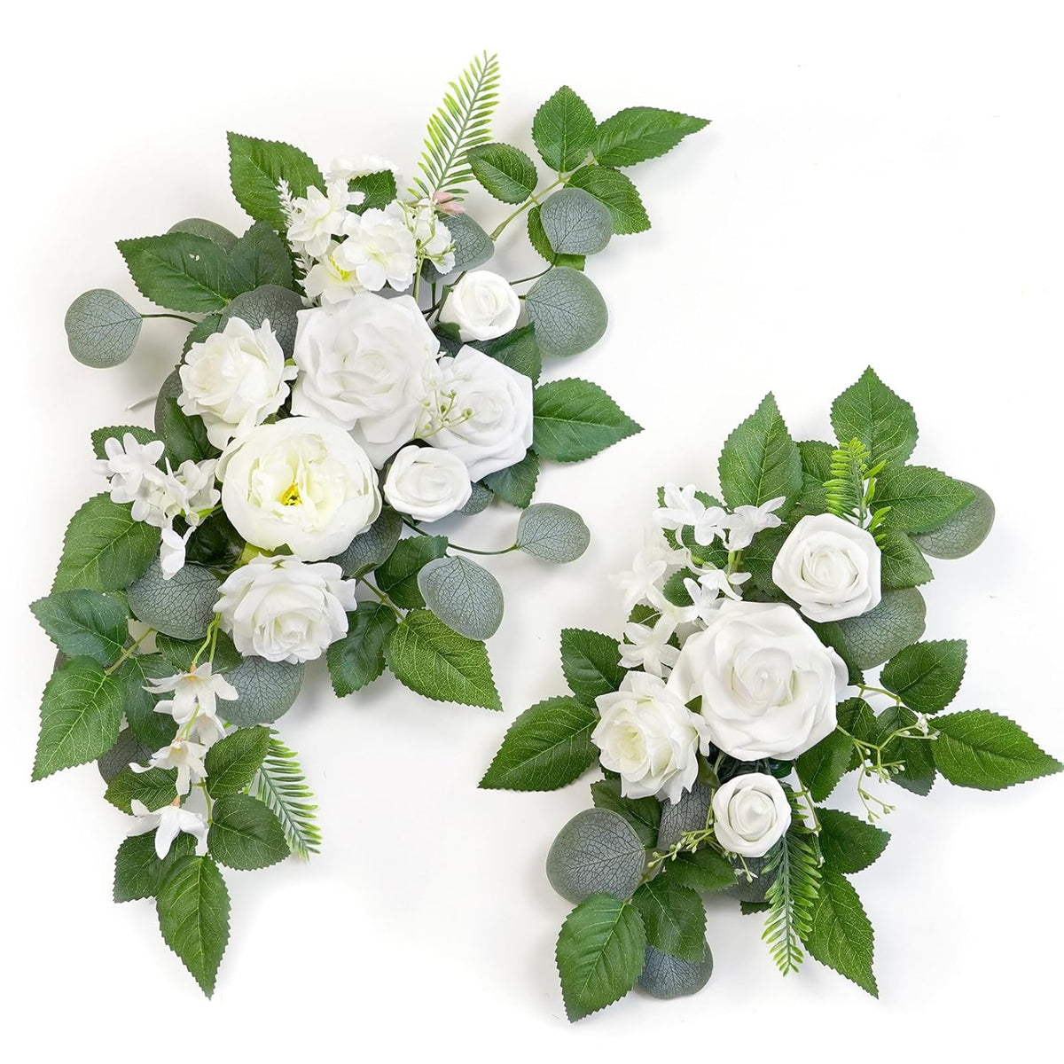 (Pack Of 2 Artificial Flowers Decorations, Wedding Flowers, Wedding, Banquet, Party, Reception Entrance Welcome Sign And Background Decoration(White)