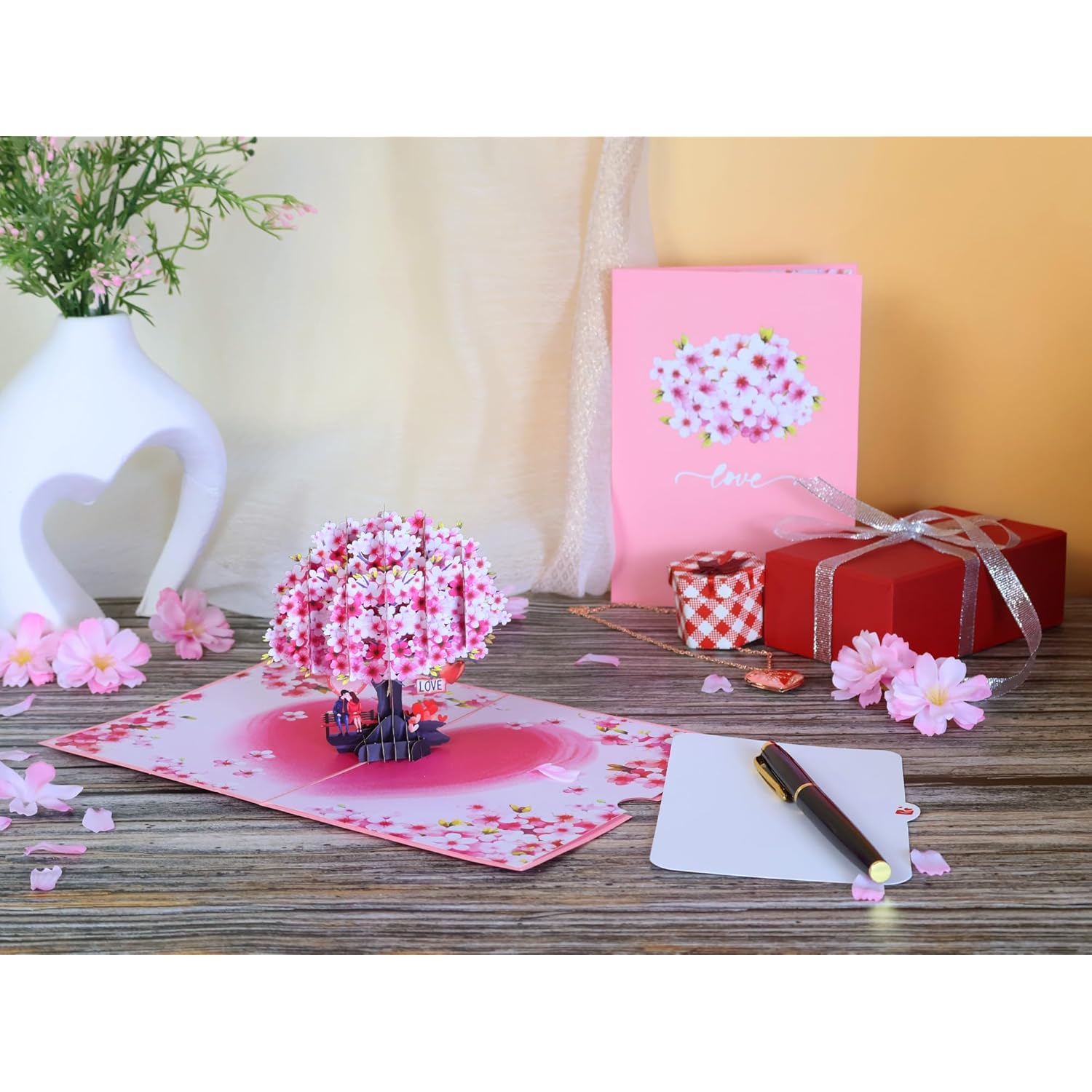 Anniversary Cards For Wife, 3D Pop Up Cherry Blossom Love Tree Card, Romantic Valentine & Wedding Card For Her, Handmade Keepsake Gift For Couples