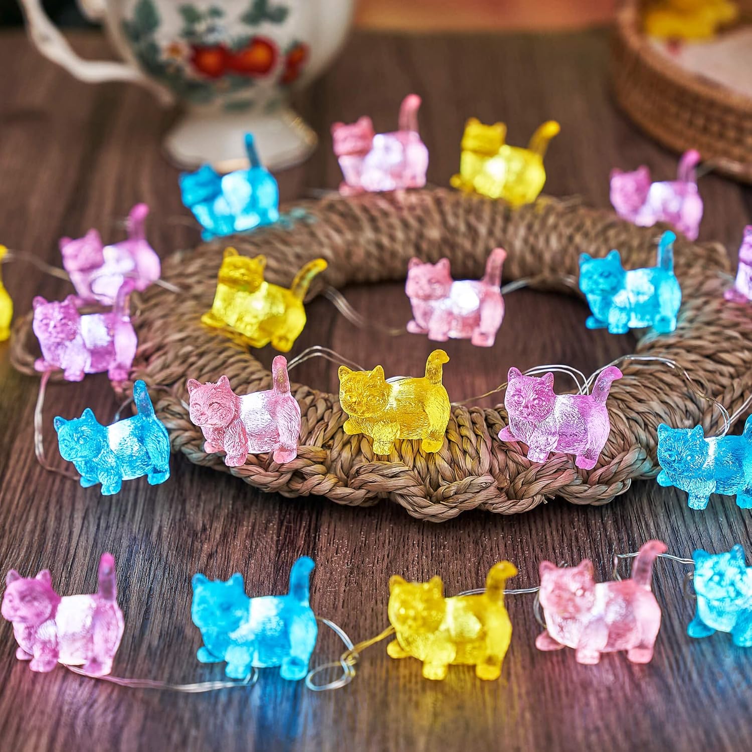 Bartlett Kitty Cat Decorative Lights For Bedroom Cute Animal Outdoor String Lights 30 Led 10Ft Battery Operated Cat Gift