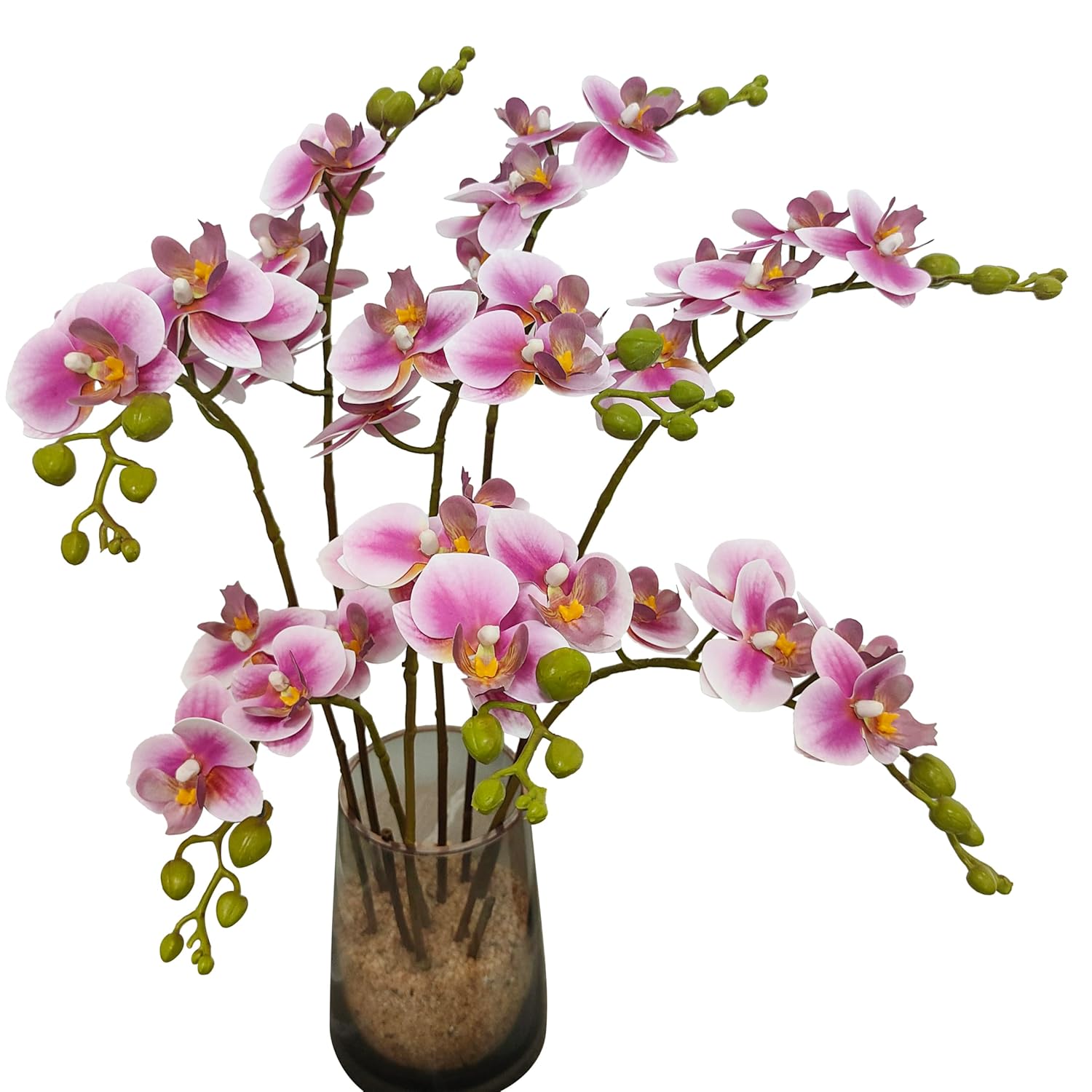 8 Pack Purple Orchid Artificial Flowers Real Touch, 22'' Artificial Fake Faux Silk Orchid Stem Bouquets For Wedding Party Home Garden Decor,Orquideas Artificiales Para Decora