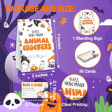 Halloween Baby Shower Games, Spooky Guess How Many Animal Crackers For Pumpkin Gender Reveal Party Supplies Decorations, 1 Standing Sign + 50 Tickets - A05