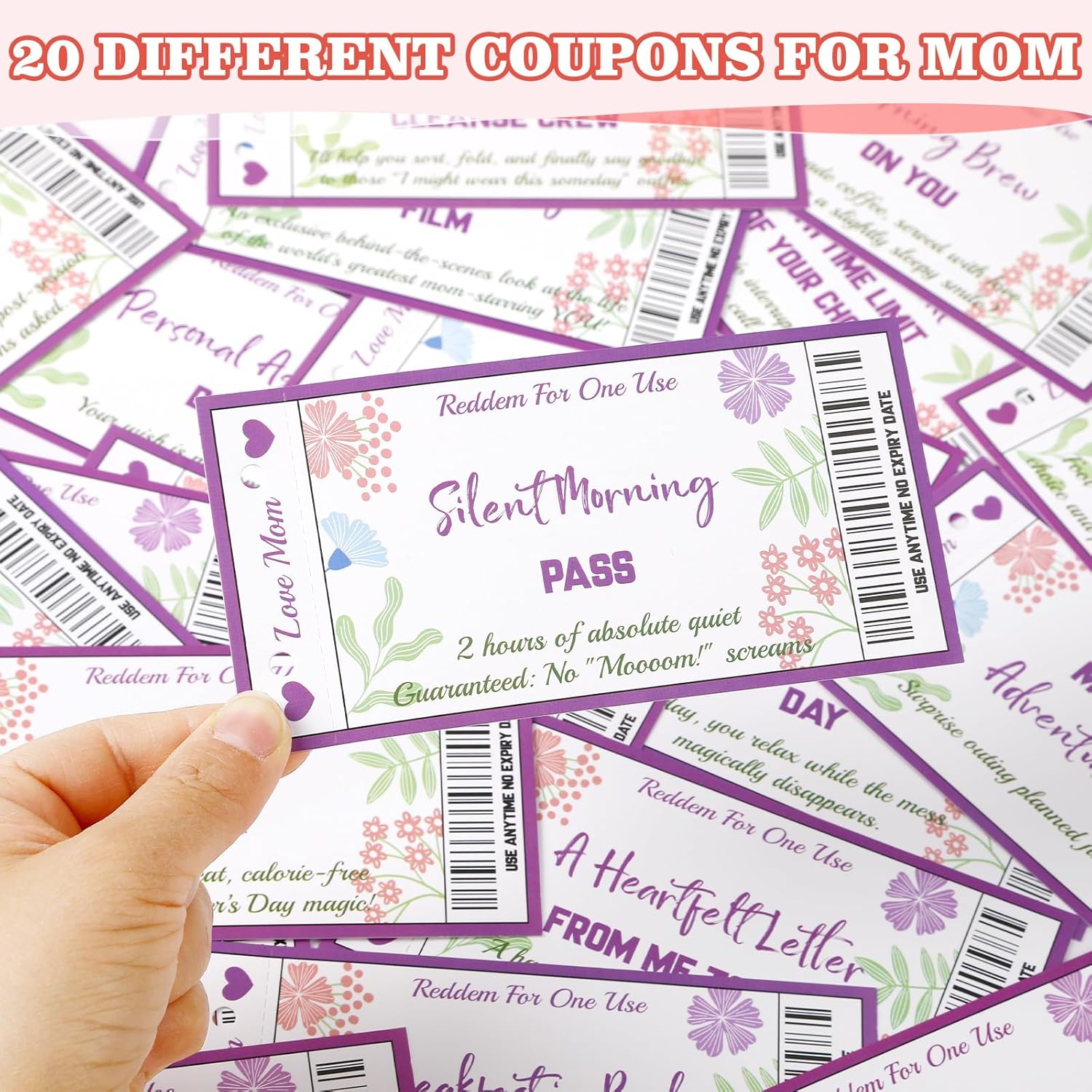 Fun Coupon Book For Mom From Daughter, Unique Mom Gifts For Mother’S Birthday From Kids, 20 Fun Floral Vouchers + 10 Blank Diy Sheets, Thoughtful Gifts For Mother Grandmother