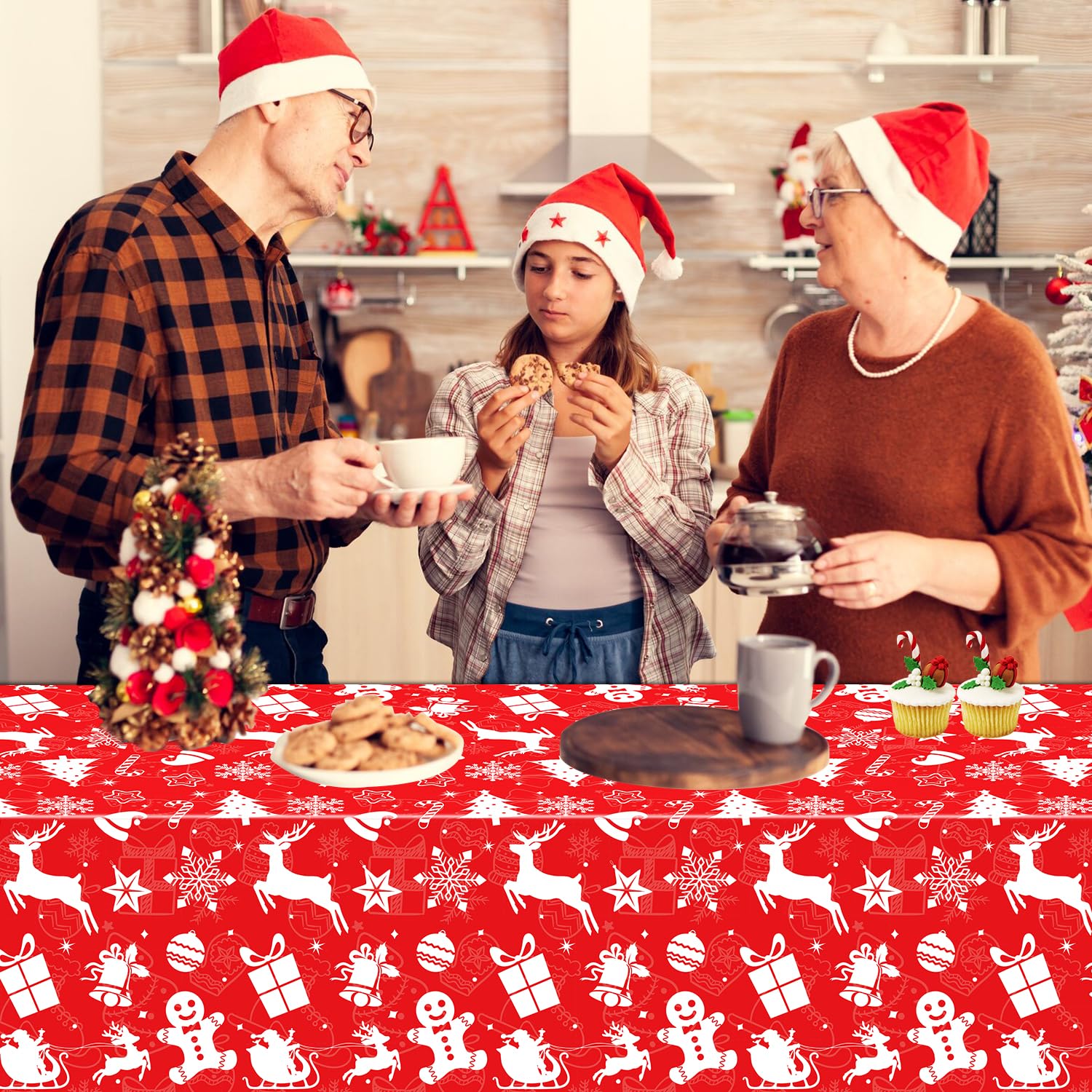 4 Pack Disposable Red Rectangle Table Cloths - 54X86' - Merry Christmas Party Decor For Xmas Holiday