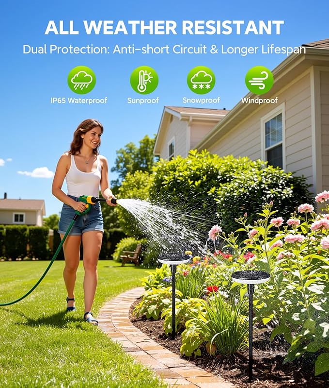8 Pack Durable Metal Solar Pathway Lights IP65 Waterproof Auto On Off Garden Lights