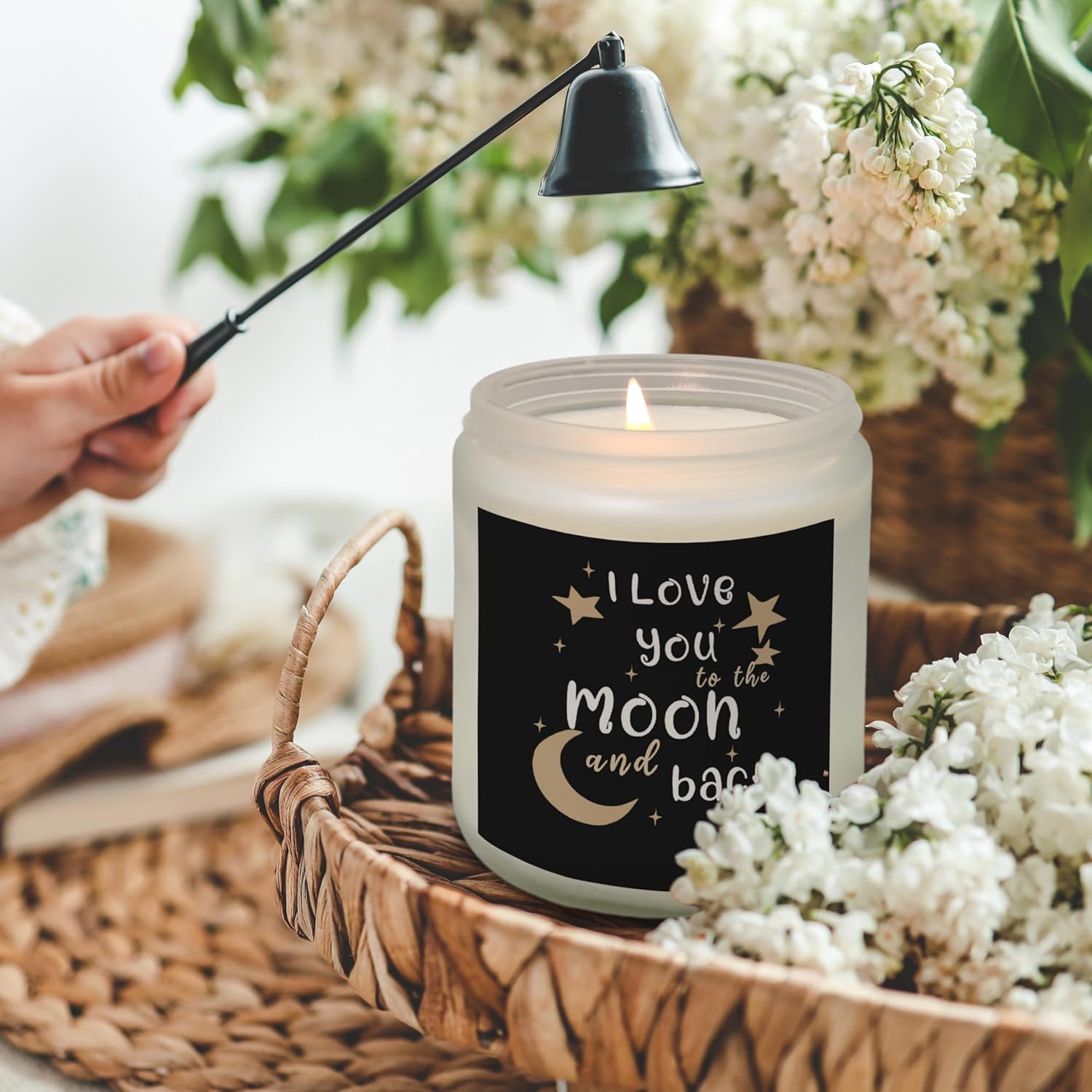 I Love You To The Moon And Back Candle, Valentines Day Candles Gifts For Him Her, Gifts For Boyfriend Girlfriend Soy Candle, Love You Lavender Fragrance Jar Candles For Home Scented
