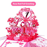 I Love You Pop Up Card, 3D Valentine’S Day Greeting Card With Roses & Balloons, Romantic Love Card For Her Or Him With Envelope & Note Card