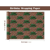 Birthday Wrapping Paper Roll - Mini Roll - 17 Inch X 9.8 Feet - Pixel Style Happy Birthday Video Game Wrapping Paper, Perfect For Boys, Game Lover, Baby Shower