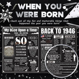 Cool 80Th Birthday Card Gifts For Men Women, Large 3D Pop-Up 80 Year Old Bday Card For Him Her, Best Happy Turning 80 Birthday Gift Ideas For Dad Husband, Back In 1946 80Th Birthday Decorations, Black