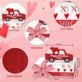 Valentine'S Day Tiered Tray Decorations Faux Books Bundle With Ribbon Red Truck Wood Book Stack Table Decoration Centerpiece Sign For Home Shelf Office Mantel Gift(Truck)