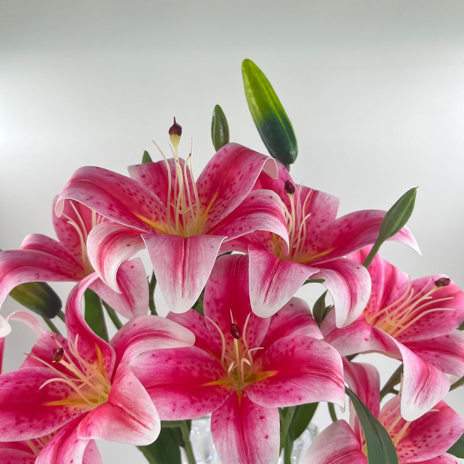 12 Artifical Lily Flowers With 9 Heads Full Bloom Lily & 3 Buds, Long Stem Artificial Stargazer Lilies, Faux Tiger Bouquets For Home Hotel Office Party Decor Table Centerpieces?Dark Pink