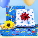 Reversible Birthday Wrapping Paper For Boys Girls Kids Adults Baby Shower - Colorful Happy Birthday Gift Wrap Paper For Party - Gift Wrapping Paper Roll, 17.7 Inch X 33 Feet, High Gloss