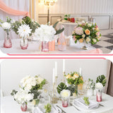 108 Pcs Artificial Flowers In Vase 96 Pcs Faux Greenery Stem Table Centerpiece Fake Plants Silk Roses Arrangement 12 Pcs Glass Vase Sets For Wedding Bathroom Home Dining Decor(White Pink)