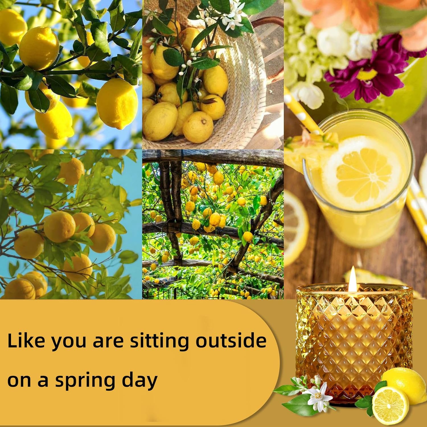 Lemon Vanilla Scented Candles, Citrus Large Jar Candle For Home Scented, Gifts For Women Men, Aromatherapy Candle, Natural Soy Wax Scented Candle For Relaxing & Calming,Home Fragrance Decor
