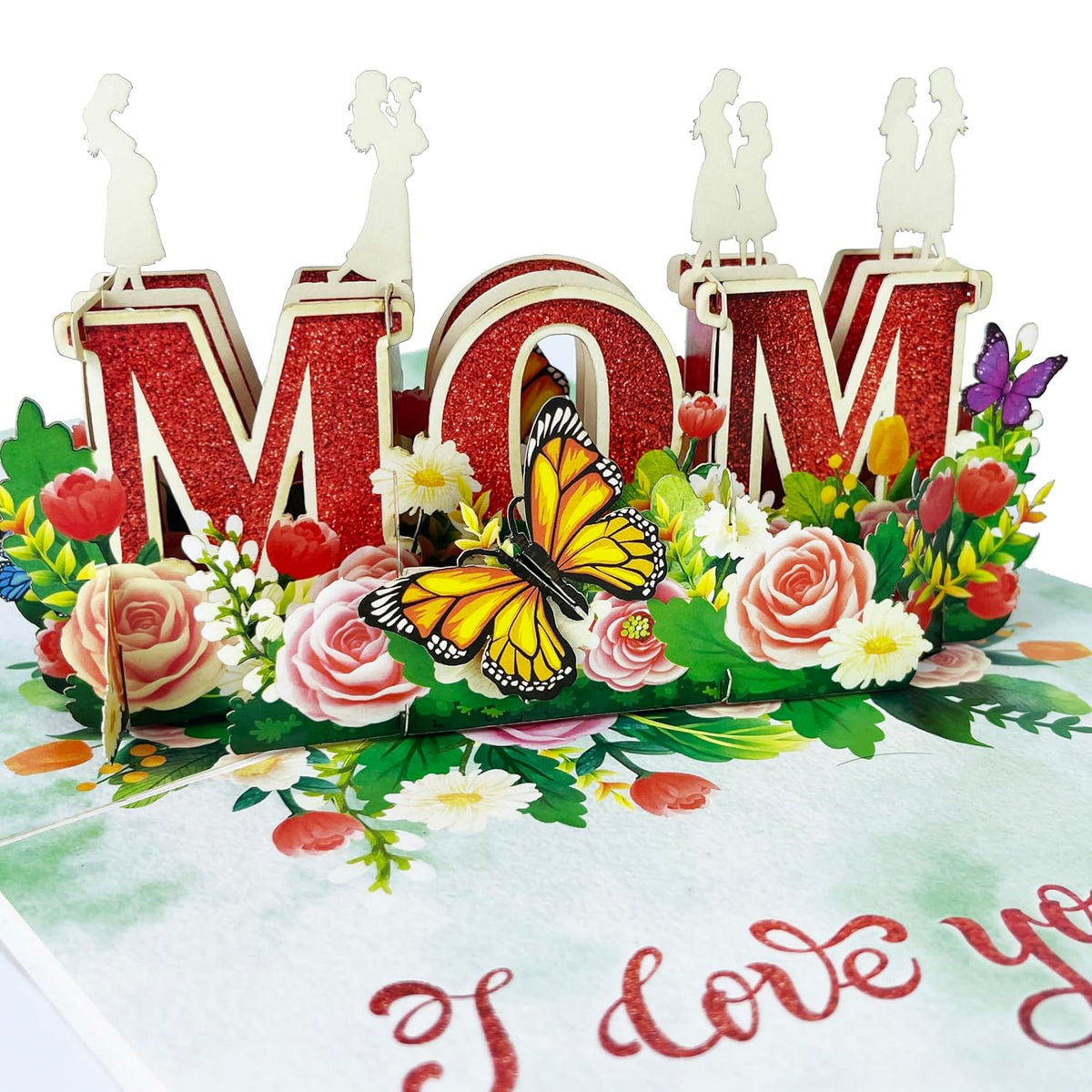 3D Popup Card For Mom - Handmade I Love You Card From Daughter - Floral Paper Art For Birthday, Mother’S Day, Christmas, Valentine’S - Unique Gift For Mom, Mama, Mother, Mommy