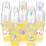 Easter Party Cups - 50pcs 12oz Easter Bunny Clear Plastic Disposable Cups Set for Kids Adults Drink Snacks Party Favors Supplies