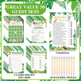 321 Pcs Safari Baby Shower Party Supplies, Jungle Themed Shower, 5 Sets (50 Cards Each) Activities Cards With 20 Pencils 1 Don'T Say Baby Sign 50 Clothespin