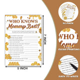 Baby Shower Game Set - Who Knows Mommy Best Game Card For Gender Reveal Party - Bumble Bee Baby Shower Games & Activities - Honey Honeycomb Party Decor For Friends - 30 Game Cards(F20)