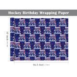 Hockey Birthday Wrapping Paper Roll - Mini Roll - 17 Inch X 16.5 Feet - Happy Birthday Sport Hockey Wrapping Paper For Boys Girls Kids Teens, Sports Party, Team Celebration