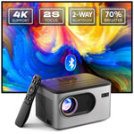 4K Projector, 1080P, 2s Focus, Bluetooth, Portable, Home/Outdoor Use